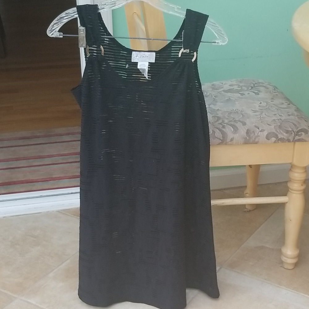 J Valdi Black coverup with silver rings by shoulder small